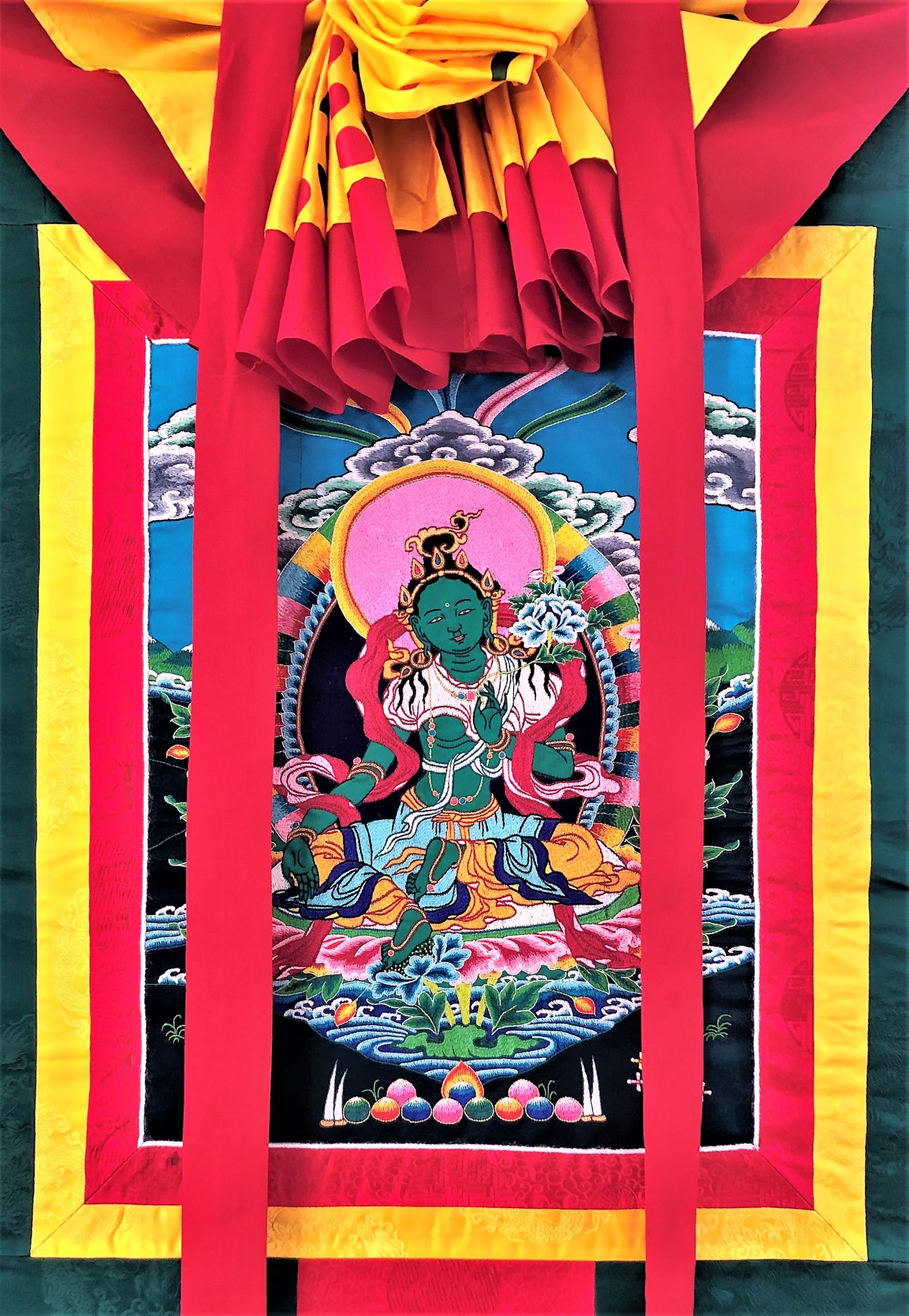 Green Tara Hand Painted Thangkha from Bhutan